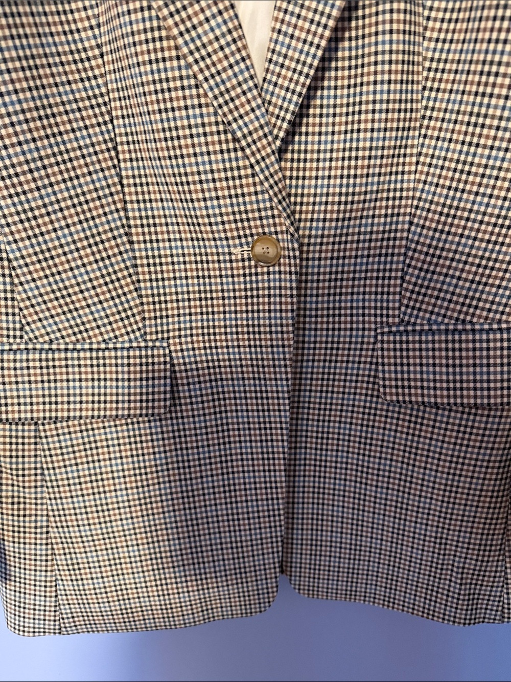 LOFT Classic Plaid Boyfriend Blazer Beige Multi Tailored Sz 12 - Picture 5 of 13